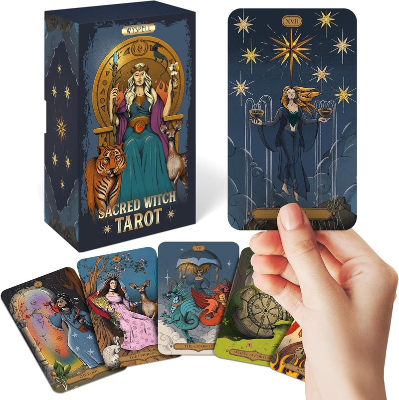 Wyspell Tarot Cards: Sacred Witch Tarot Deck with Guide Book - Unique Card Deck for Beginners - Modern Fortune Telling Cards - Image 1